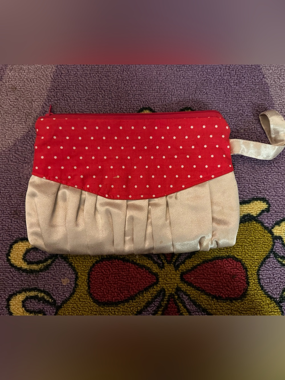 Red Polka Dot and Cream Wristlet Clutch